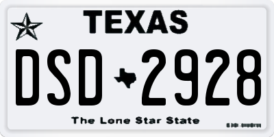 TX license plate DSD2928