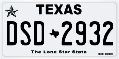 TX license plate DSD2932
