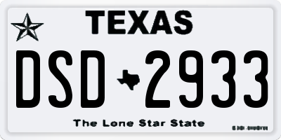 TX license plate DSD2933