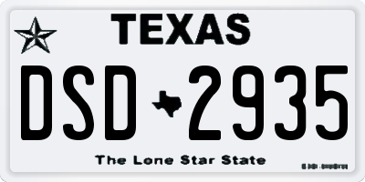 TX license plate DSD2935