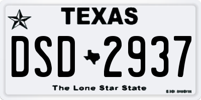 TX license plate DSD2937