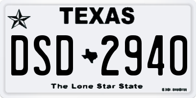 TX license plate DSD2940