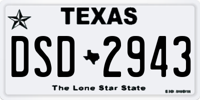 TX license plate DSD2943