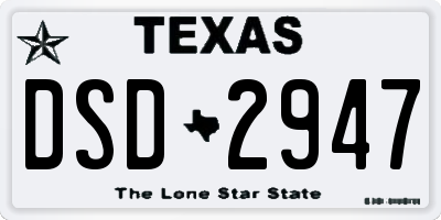 TX license plate DSD2947