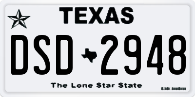 TX license plate DSD2948