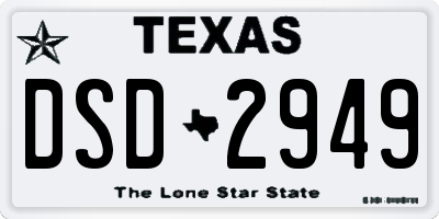 TX license plate DSD2949