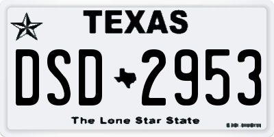 TX license plate DSD2953