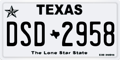 TX license plate DSD2958