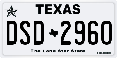 TX license plate DSD2960