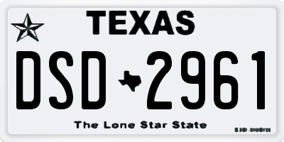 TX license plate DSD2961