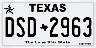 TX license plate DSD2963