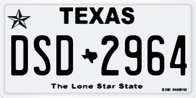 TX license plate DSD2964