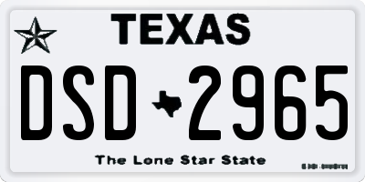 TX license plate DSD2965