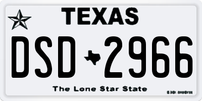 TX license plate DSD2966