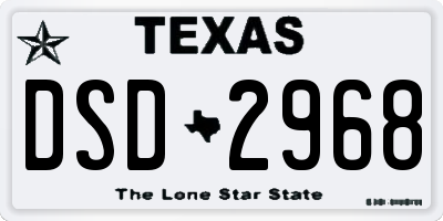 TX license plate DSD2968