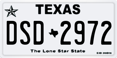 TX license plate DSD2972
