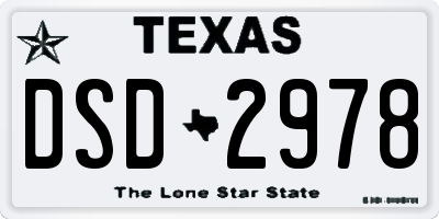 TX license plate DSD2978