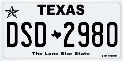 TX license plate DSD2980