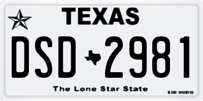 TX license plate DSD2981