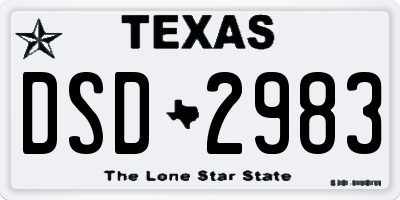 TX license plate DSD2983