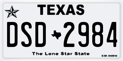 TX license plate DSD2984