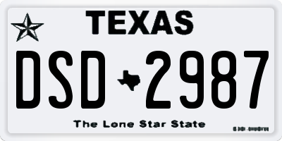 TX license plate DSD2987