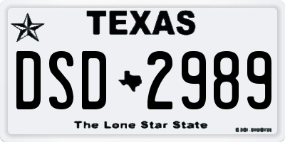TX license plate DSD2989