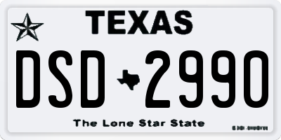 TX license plate DSD2990