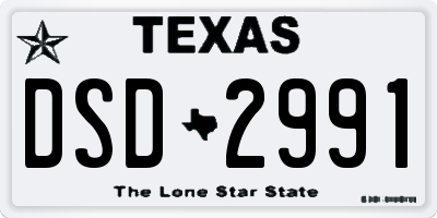 TX license plate DSD2991