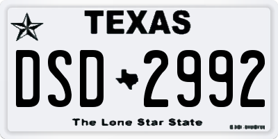 TX license plate DSD2992
