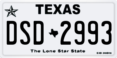 TX license plate DSD2993