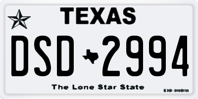 TX license plate DSD2994