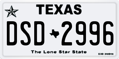 TX license plate DSD2996