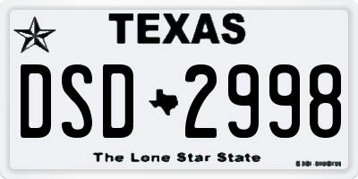 TX license plate DSD2998