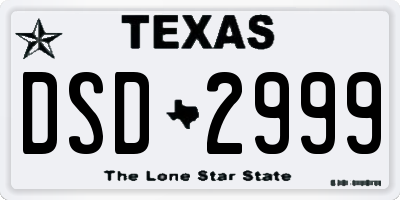 TX license plate DSD2999