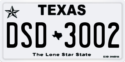 TX license plate DSD3002