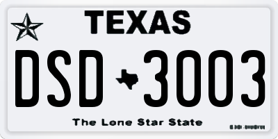 TX license plate DSD3003