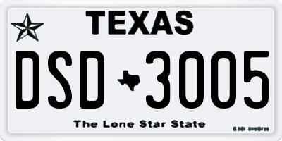 TX license plate DSD3005