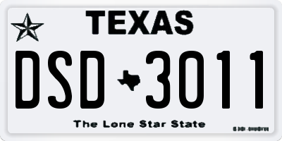 TX license plate DSD3011