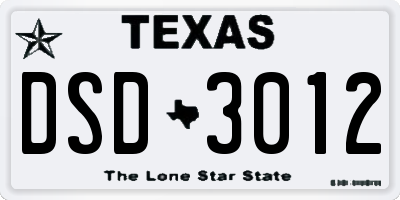 TX license plate DSD3012