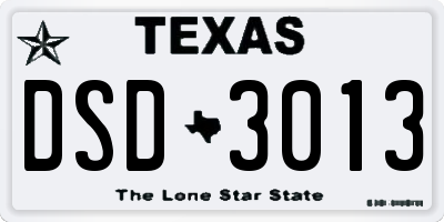 TX license plate DSD3013