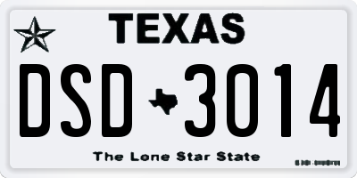 TX license plate DSD3014