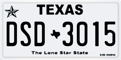 TX license plate DSD3015