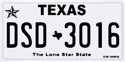 TX license plate DSD3016