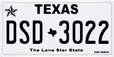 TX license plate DSD3022