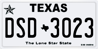 TX license plate DSD3023