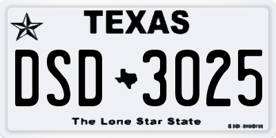 TX license plate DSD3025