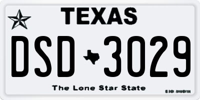 TX license plate DSD3029