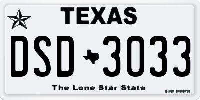 TX license plate DSD3033