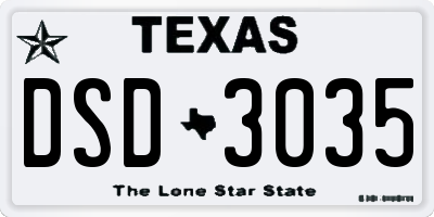 TX license plate DSD3035